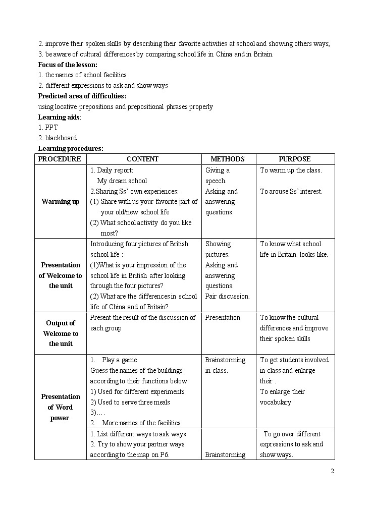 Unit 1 School life 教案02