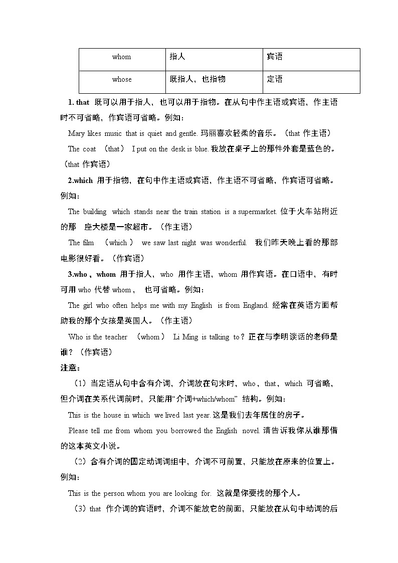 高考英语语一轮复习教案——定语从句语法讲解（无答案）02