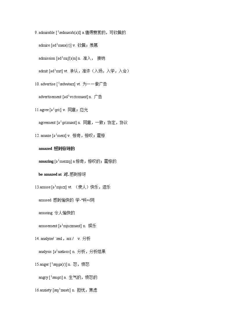 高考英语语法填空词性转换经典总结 学案02