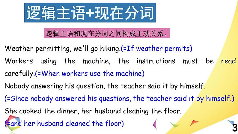 高中英语语法一点通Lesson 11 独立主格结构 课件03