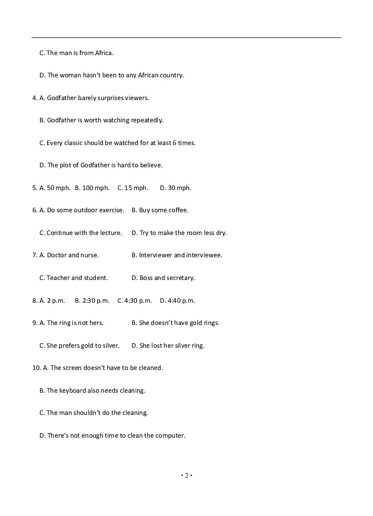 上海市2020届高考压轴卷 英语02