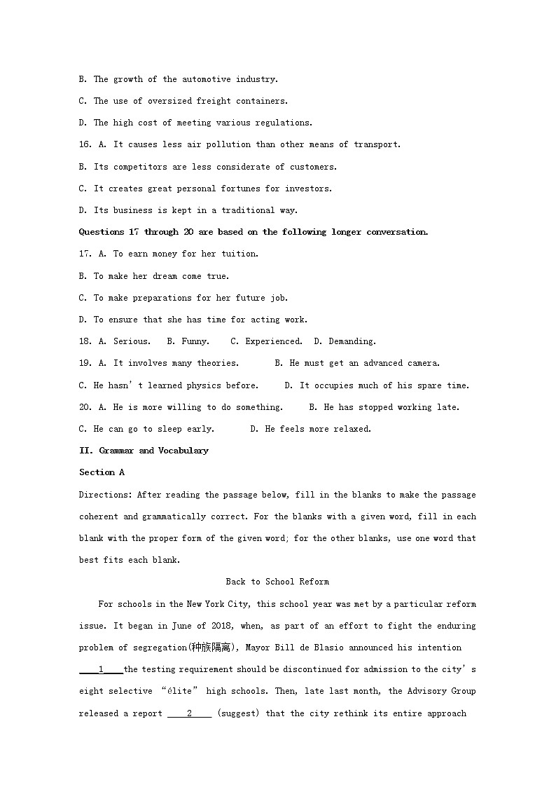 上海市建平中学2020届高三9月月考英语试题03