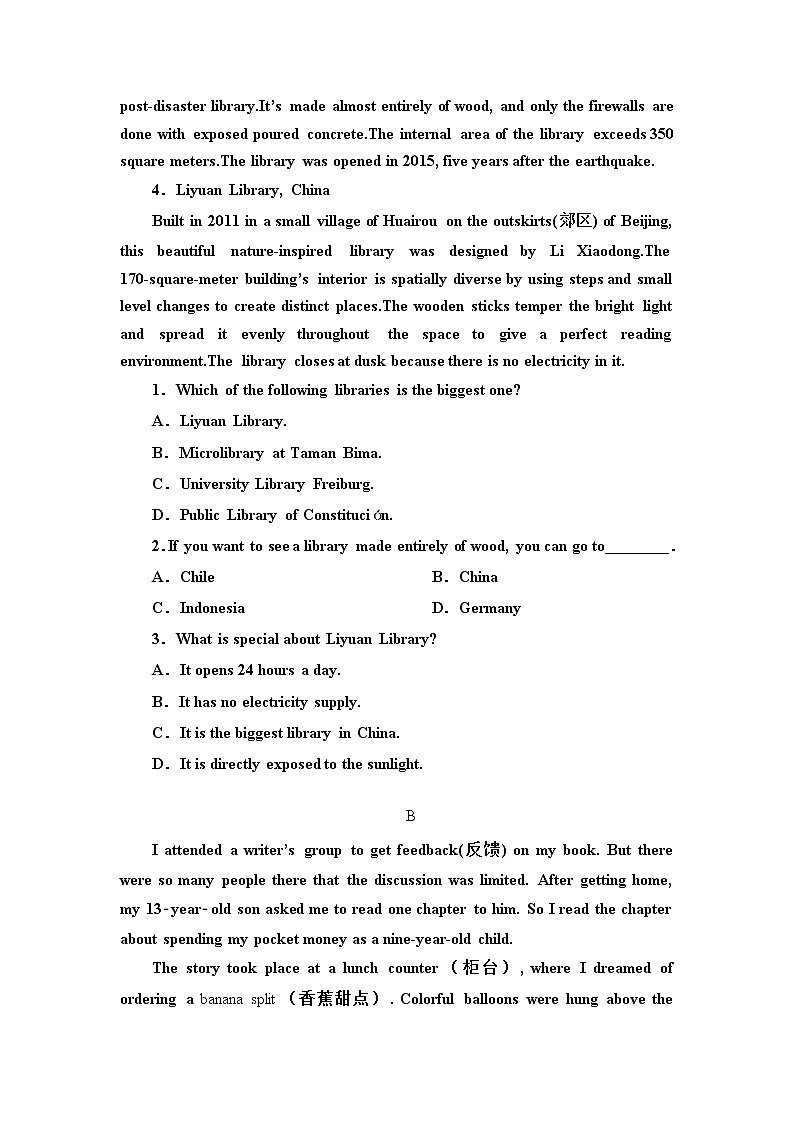 新疆阿克苏市阿瓦提县第四中学2020届高三上学期月考英语（汉语班）试题02