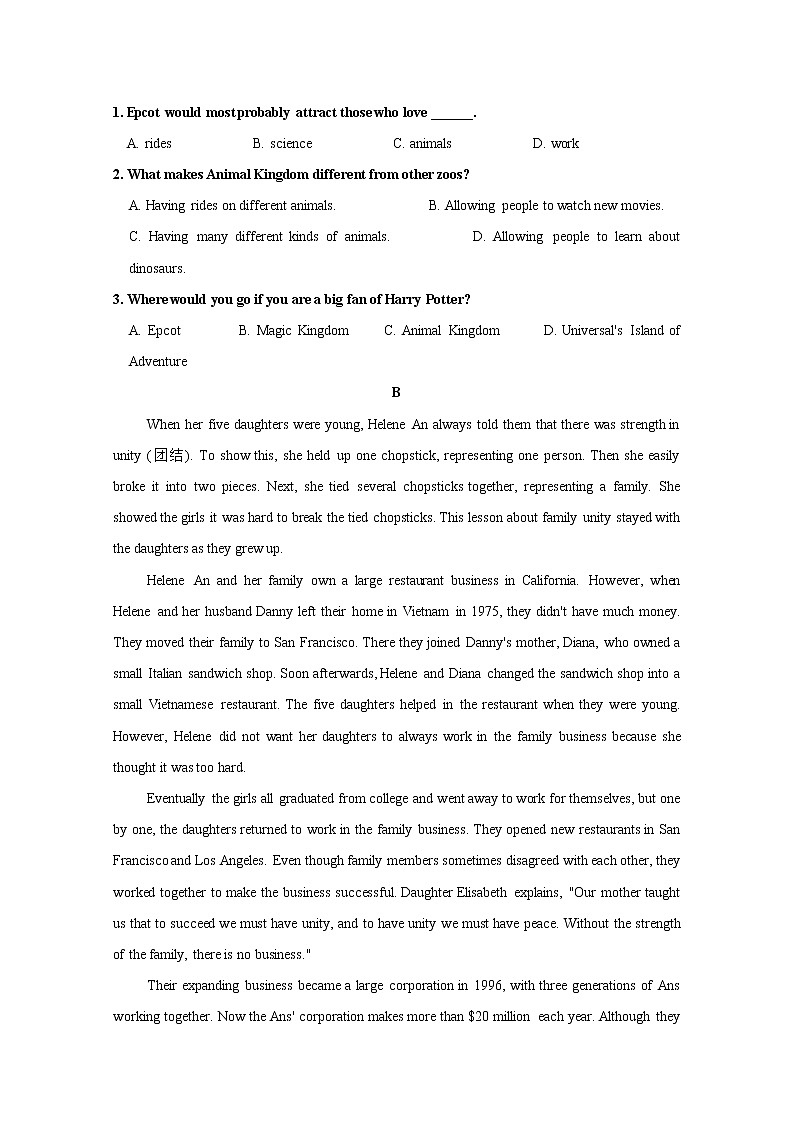 新疆喀什地区二中2019届高三9月月考英语试题02