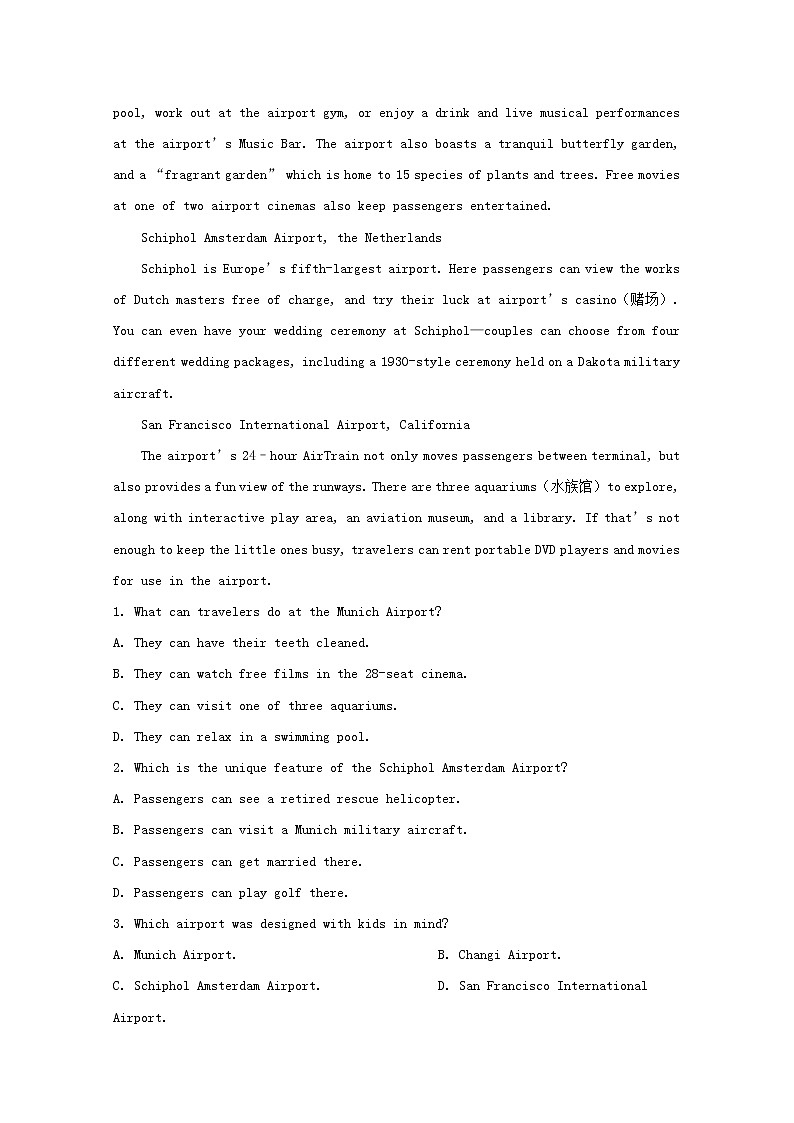 广东省实验中学2020届高三上学期第一次月考英语试题02