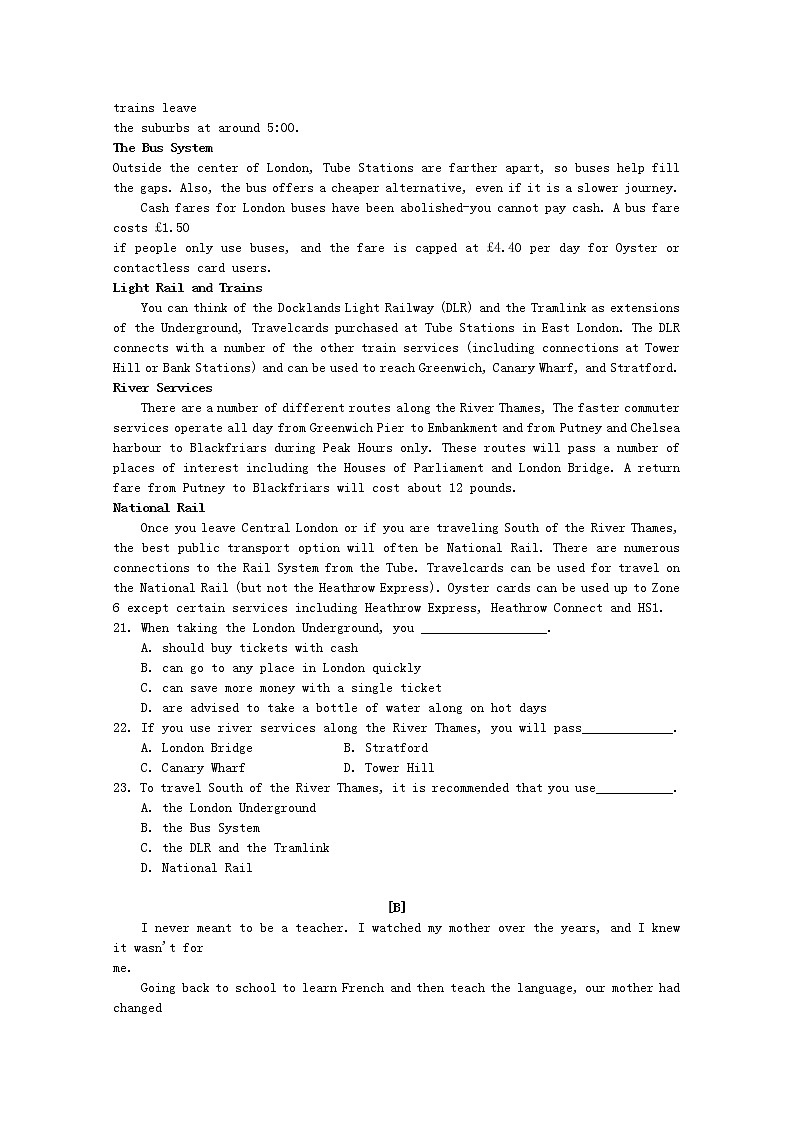 湖北省宜昌市第七中学2020届高三上学期期中考试英语试题 word版03