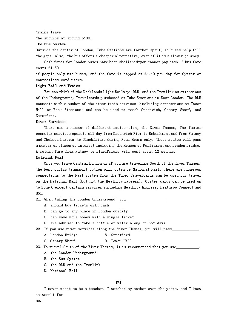 湖北省宜昌市小溪塔高级中学2020届高三上学期期中考试英语试卷03