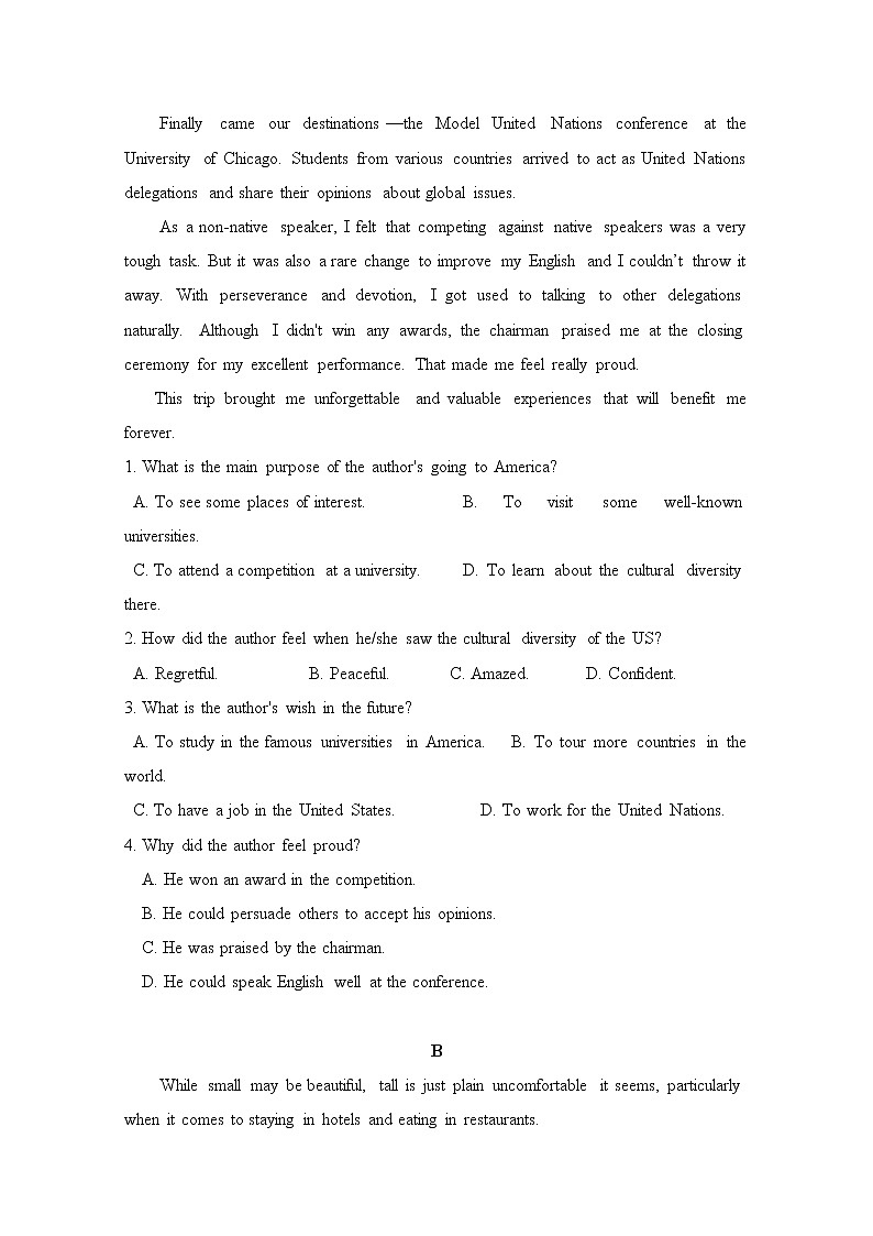 辽宁省沈阳市城郊市重点联合体2020届高三上学期期中考试英语试卷02