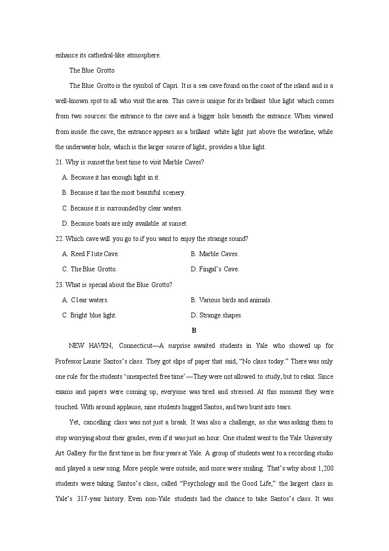 河北省沧州市任丘市第一中学2020届高三第三次模拟（一）考试英语试卷02