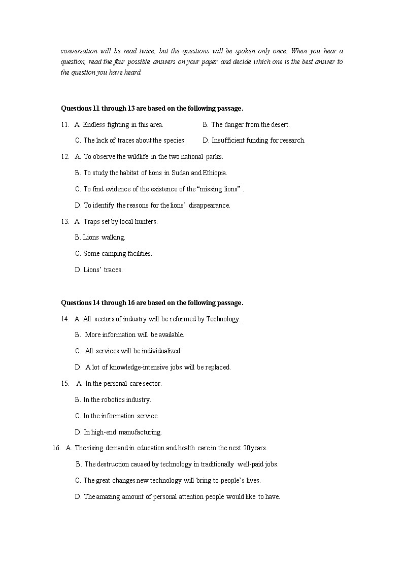 上海师范大学附属中学2020届高三下学期四月阶段测试英语试题03