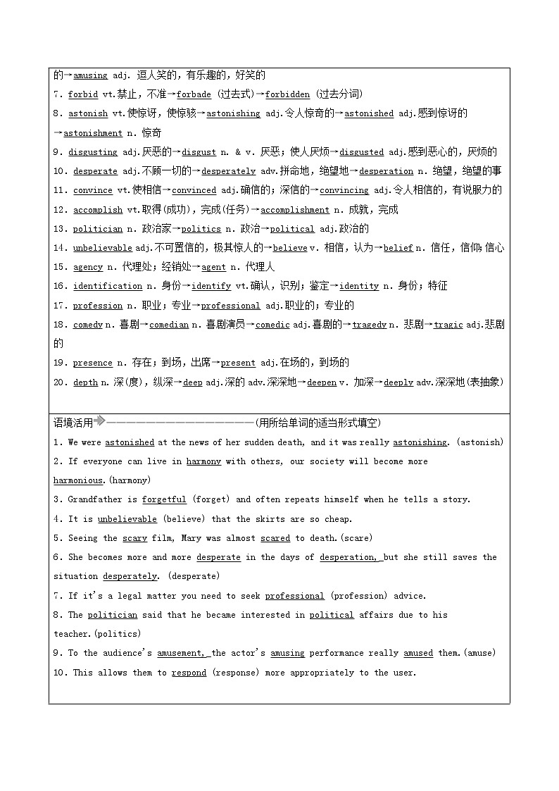 2021届高考英语大一轮复习Unit17Laughter课时作业17a北师大版选修6第2页