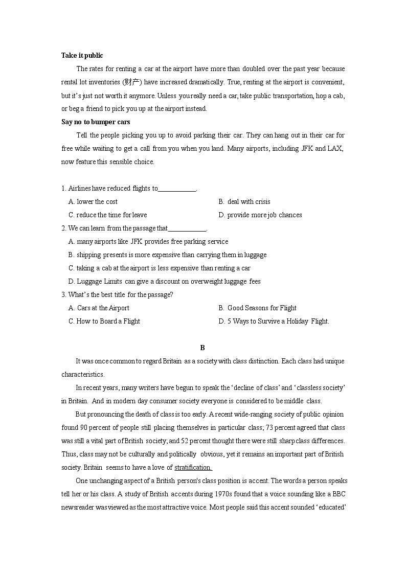 广东省实验中学2020届高三3月线上考试英语试题02