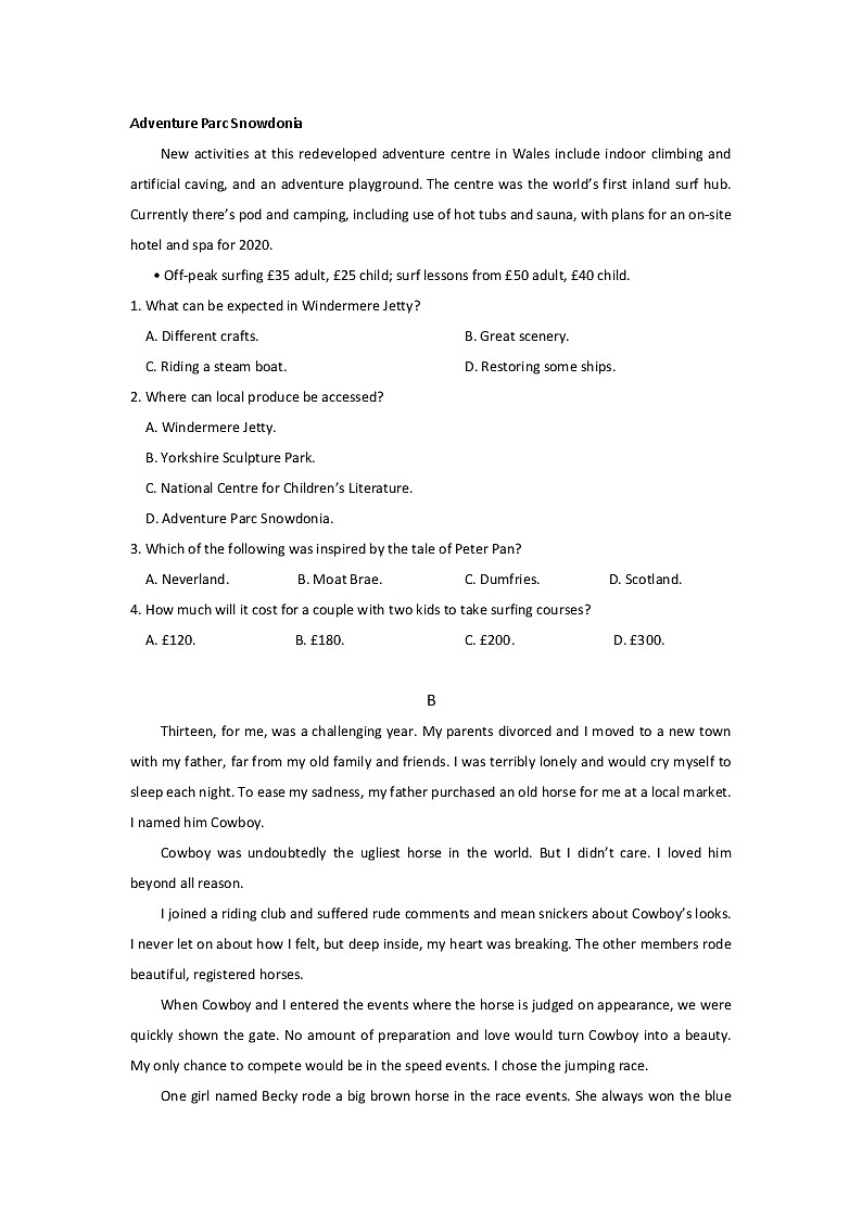 山东省六地市部分学校2020届高三3月线上考试英语试题02