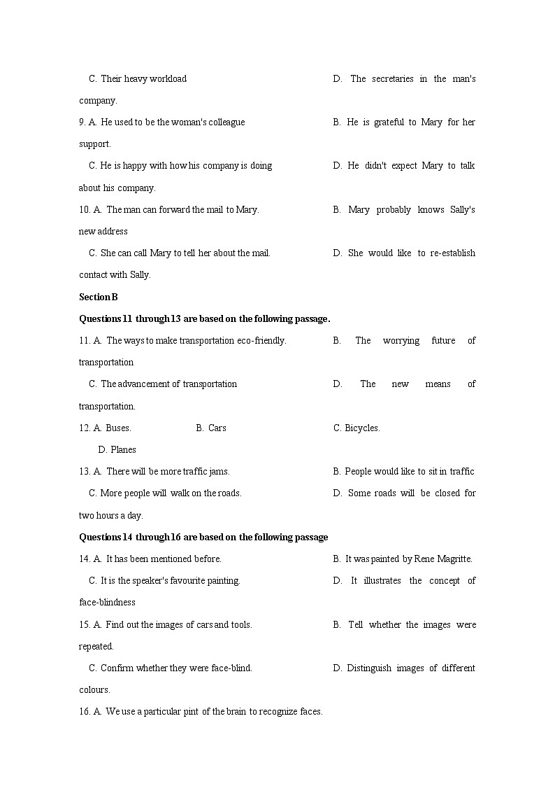 上海市市西中学2020届高三4月（理科班）英语周测（一）02