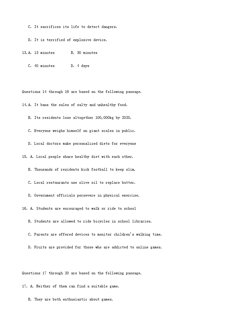 2019届上海市杨浦区高三上学期（期末）一模英语试卷03