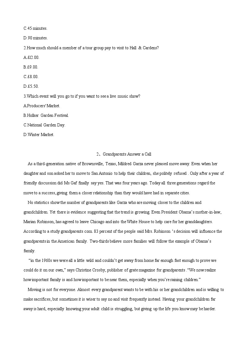 2019届全国高考英语模拟决胜密卷（四）02