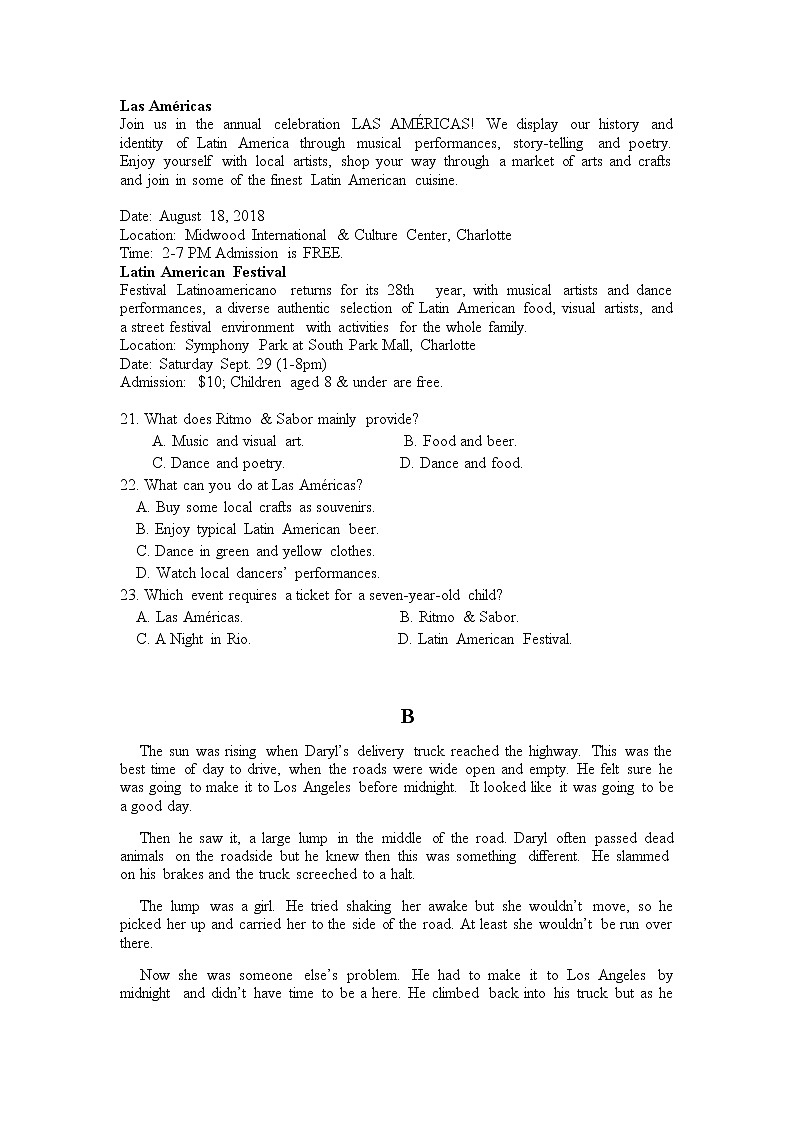 2019届广东省东莞市高三上学期第二次调研考试英语试题02