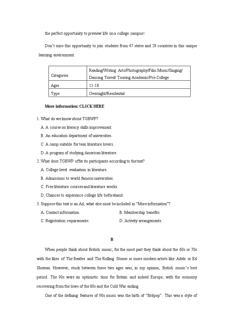 山东省德州市齐河县第一中学2020届高三检测英语试卷02
