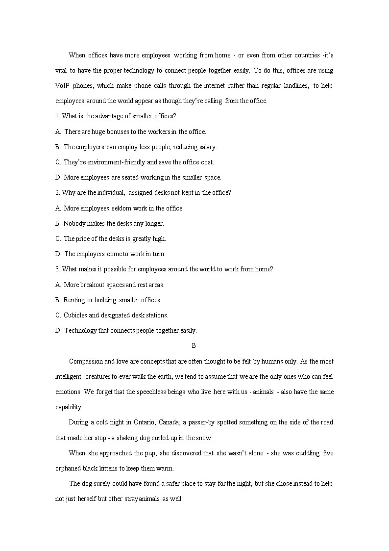 山东省泰安市2020届高三一轮检测试题 英语02