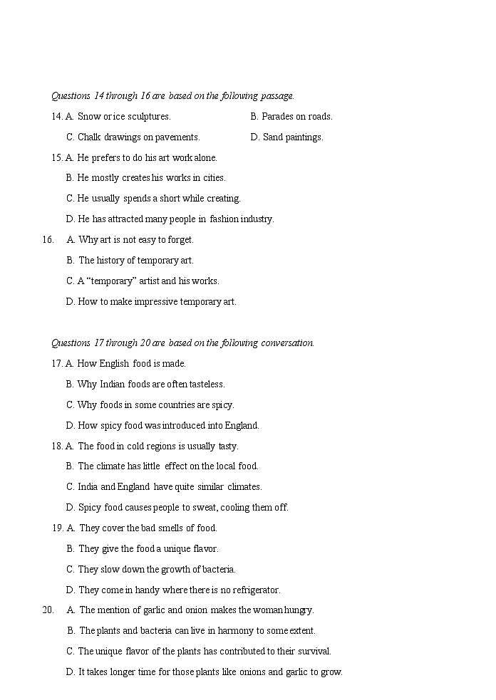 上海市浦东新区2020届高三英语一模试卷03