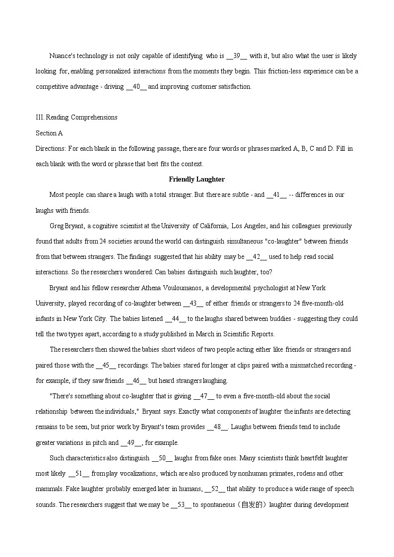 上海师范大学附属中学2020届高三下学期第二次阶段测试英语试题03