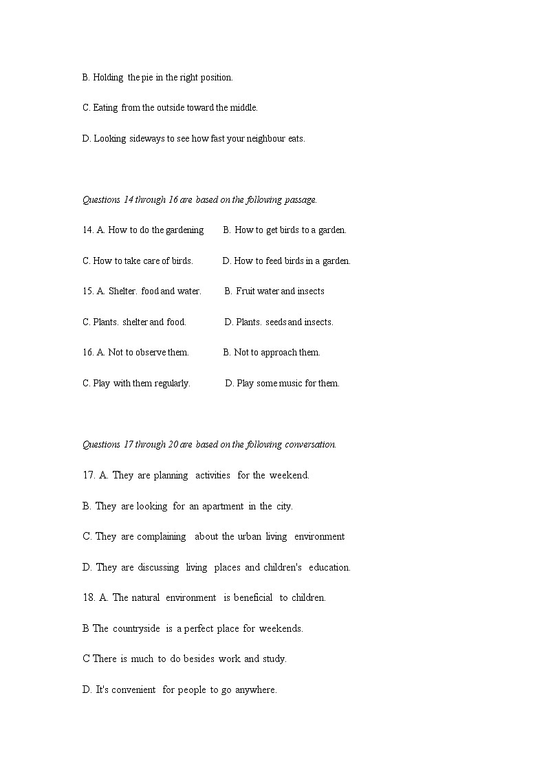 上海市松江区2020届高三下学期二模英语试卷第3页