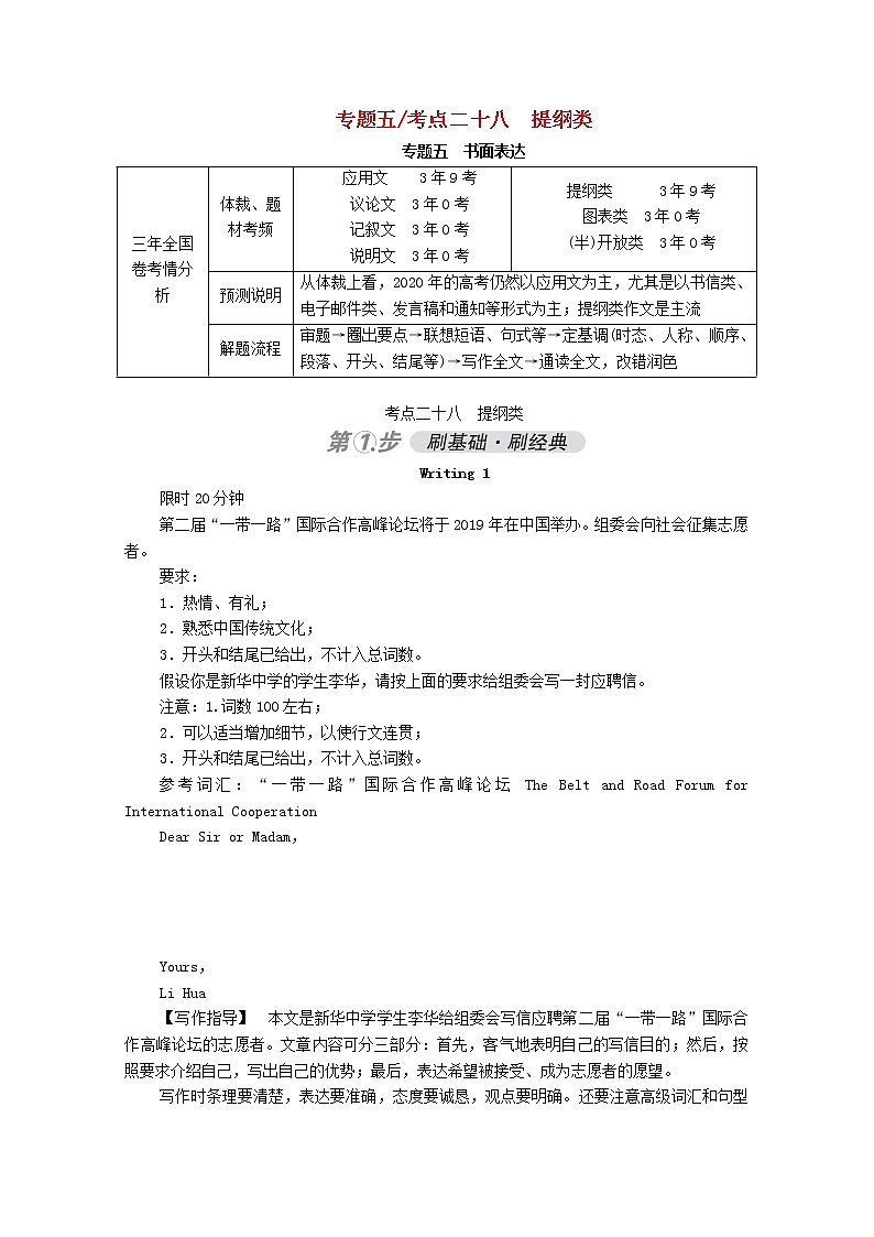 （通用版）2021高考英语一轮复习考点二十八提纲类练习（含解析）01