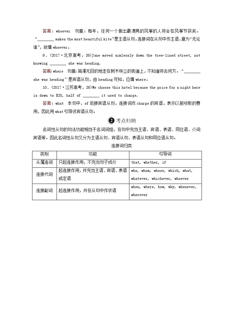 2021高考英语一轮统考复习第二编语法突破专题三名词性从句学案含解析北师大版02