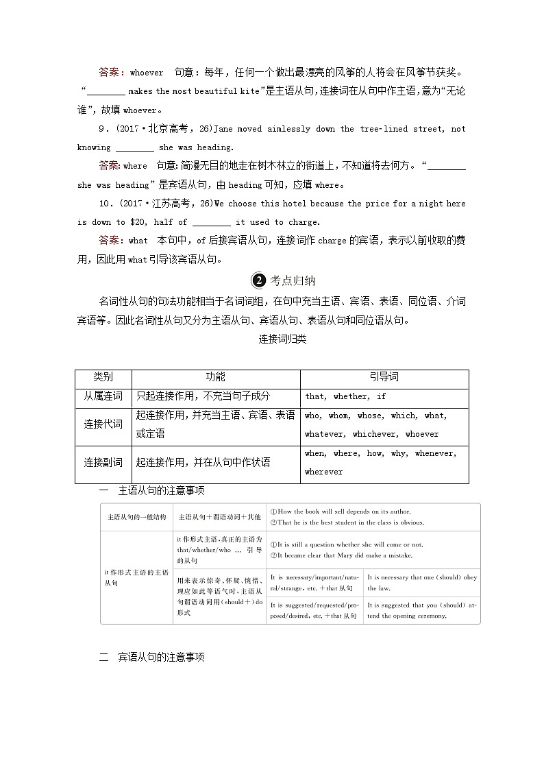 全国统考2021高考英语一轮复习第2编语法突破专题三名词性从句学案含解析02