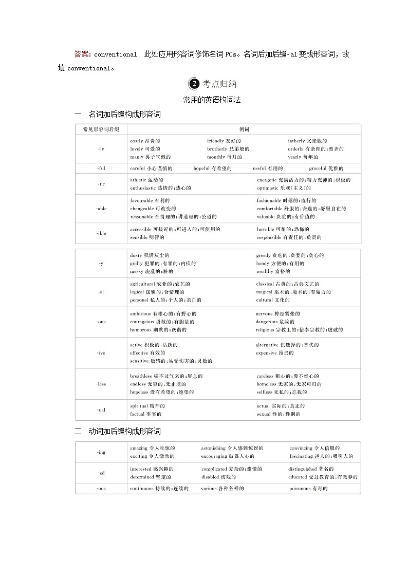 全国统考2021高考英语一轮复习第2编语法突破专题十三构词法学案含解析02