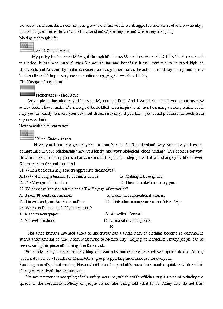 安徽省蚌埠市2021届高三上学期第一次质量监测（一模）英语（word版含答案+听力mp3）03