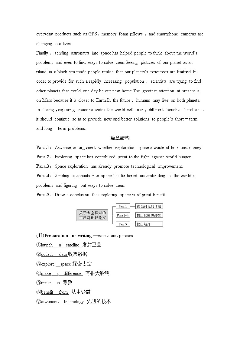 （新）人教版英语必修第三册学案：Unit 4 SPACE EXPLORATION Section Ⅶ　Reading for Writing——关于太空探索的正反对比议论文（含答案）02