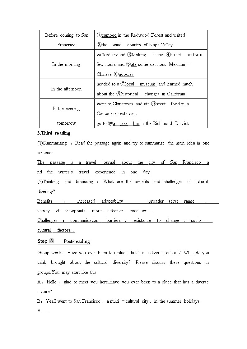 （新）人教版英语必修第三册学案：Unit 3 DIVERSE CULTURES Section Ⅱ　Reading and Thinking（1）（含答案）02