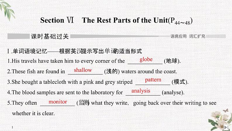 （新）人教版英语必修第三册课件：Unit 4 SPACE EXPLORATION Section Ⅵ　The Rest Parts of the Unit（P44～48）01