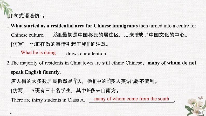 （新）人教版英语必修第三册课件：Unit 3 DIVERSE CULTURES Section Ⅵ　The Rest Parts of the Unit（P32～36）03