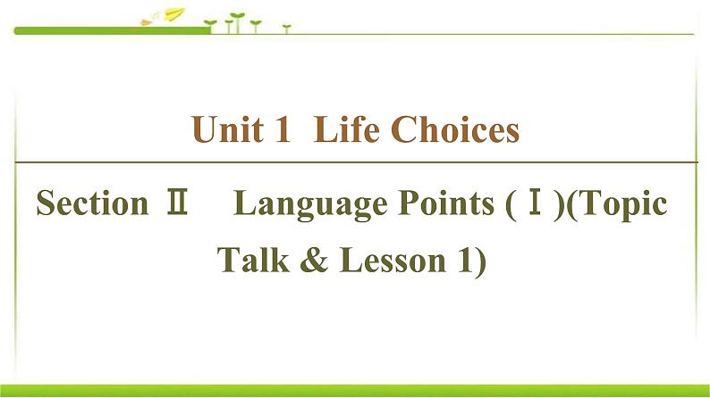 必修第一册课件：Unit 1 Section Ⅱ　Language Points （Ⅰ）（Topic Talk & Lesson 1）01