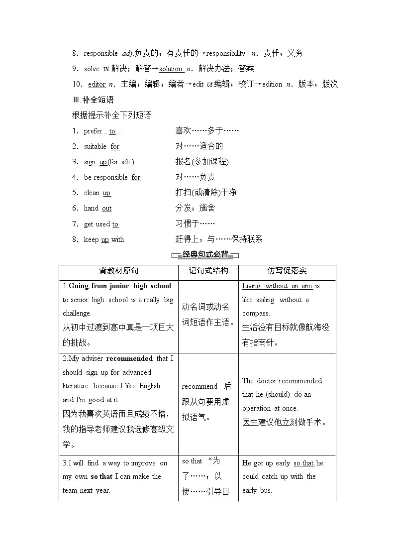 （新）人教版高中英语必修第一册教学讲义：Unit 1 Section Ⅱ Listening and Speaking & Reading and Thinking——Language Points02