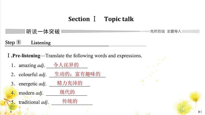 北师大(2019)版英语必修第三册课件：Unit 7 Art Section Ⅰ　Topic talk06