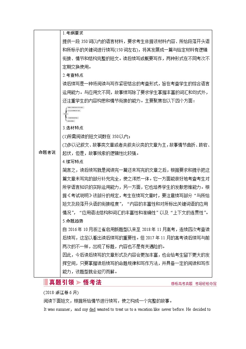 2020届新高考英语二轮教师用书：第四板块第二部分读后续写第2页