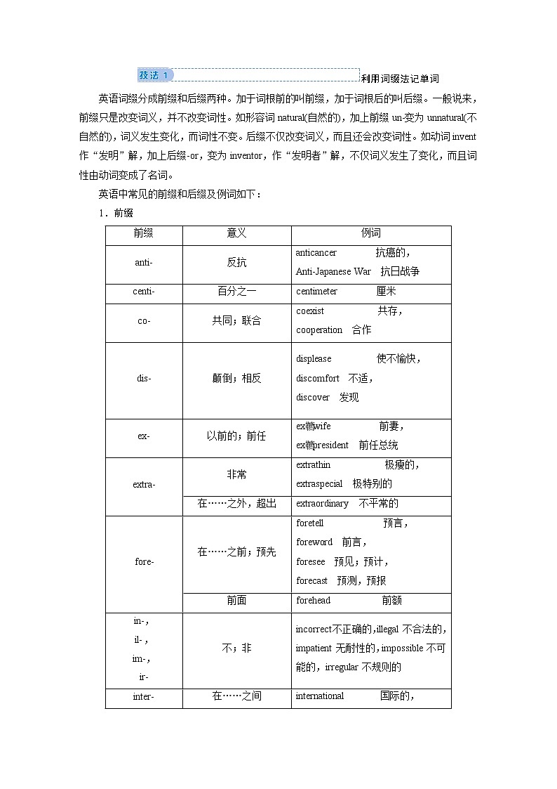 2020届高考英语二轮复习教师用书：第二板块第1讲扩充词汇量——基础02