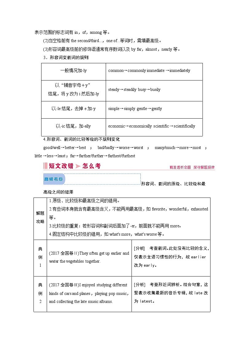 2020届高考英语二轮复习教师用书：第一板块专题三第三讲形容词和副词03