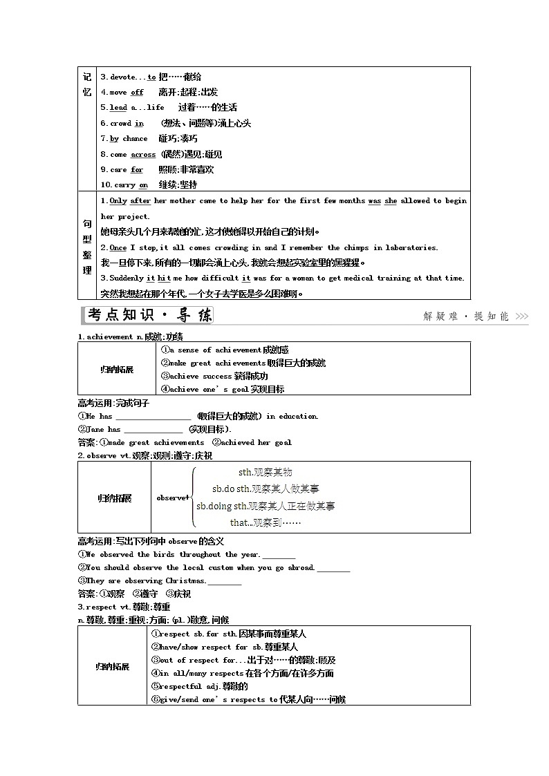 2021高考英语人教版一轮教师用书：必修4Unit1　Womenofachievement第2页