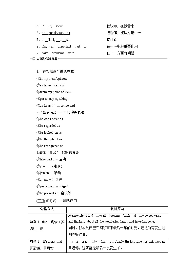 2021版高考英语（外研版）一轮复习教师用书：选修72Module2　HighlightsofMySeniorYear03