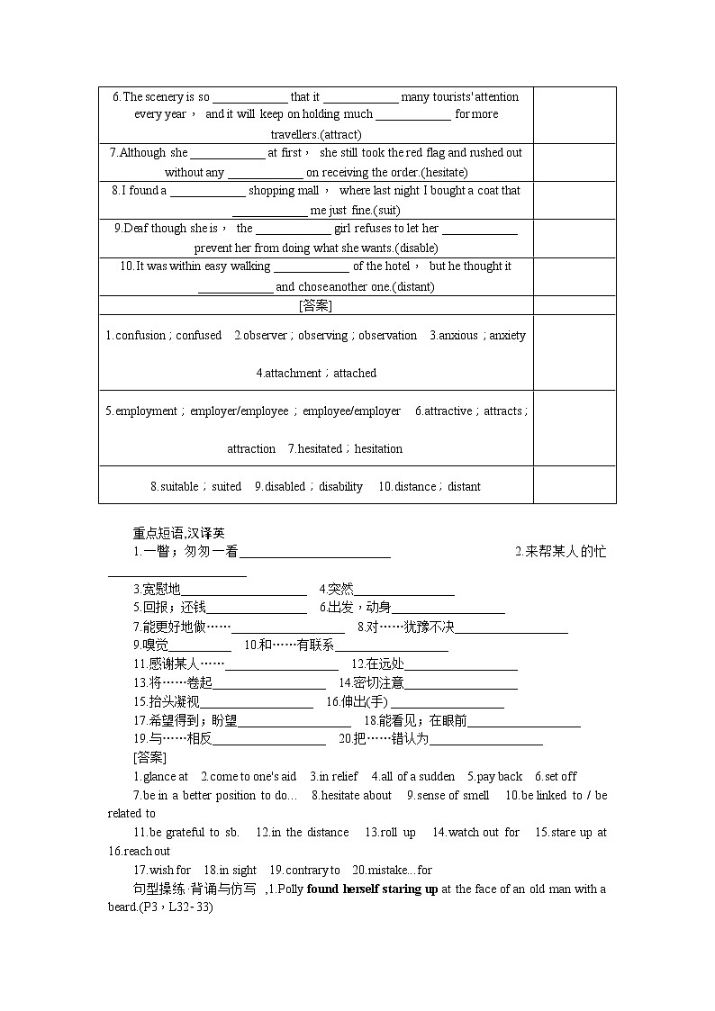 2021新课标名师导学高考英语译林版第一轮总复习讲义：必修3Unit1　Theworldofoursenses第2页