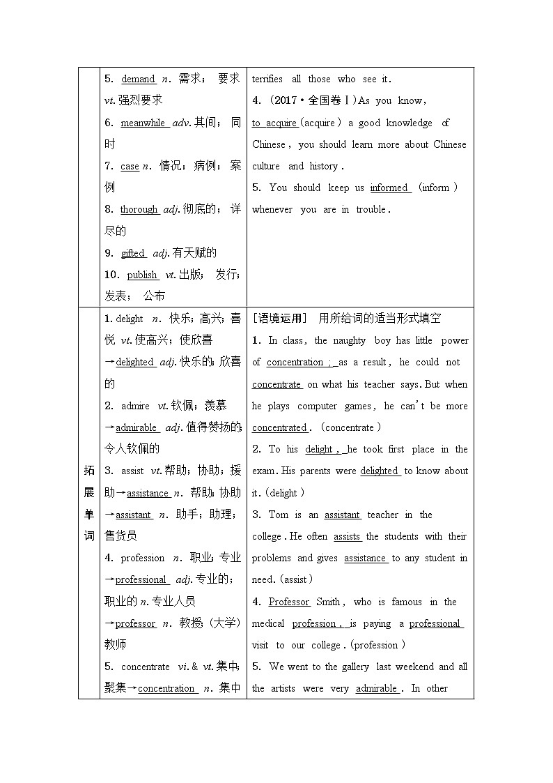 2021届高三英语人教版一轮新高考复习学案：必修5Unit4　Makingthenews02