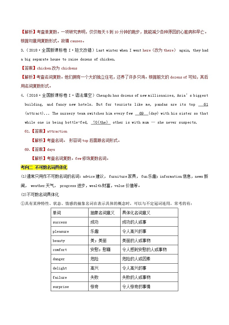 2021届高考英语一轮复习一遍过：考点02名词 学案03