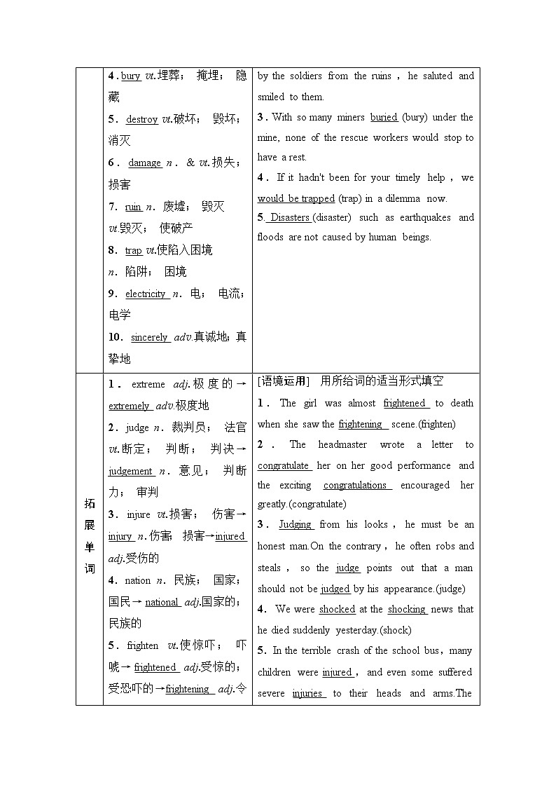2021高三英语人教版一轮教师用书：必修1Unit4Earthquakes02