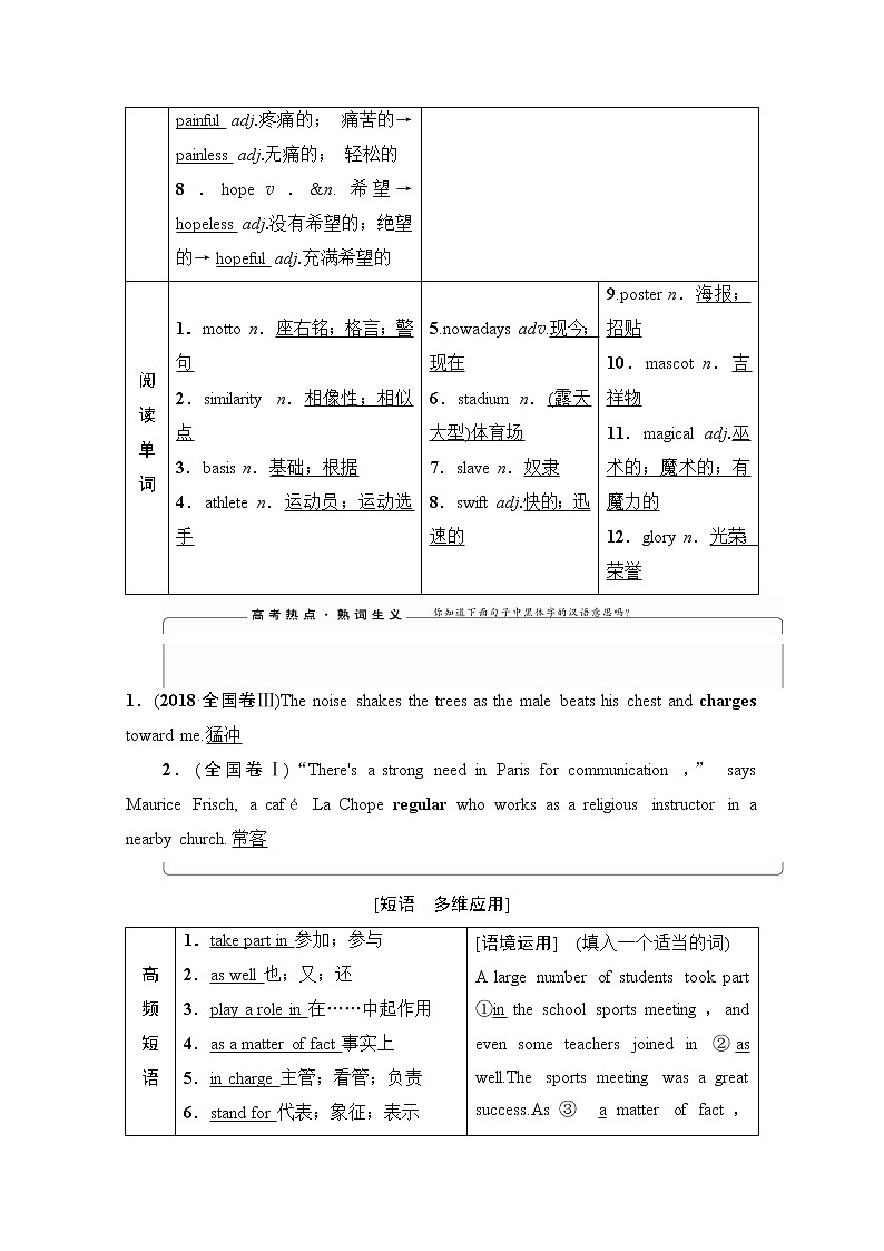 2021高三英语人教版一轮教师用书：必修2Unit2TheOlympicGames03
