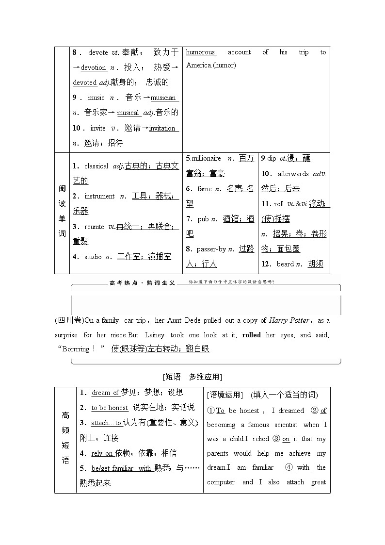 2021高三英语人教版一轮教师用书：必修2Unit5Music03