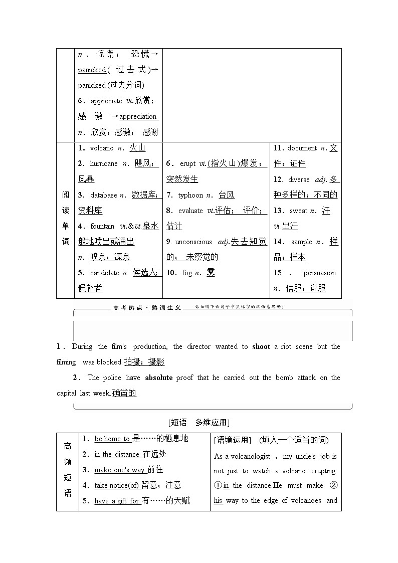 2021高三英语人教版一轮教师用书：选修6Unit5Thepowerofnature03